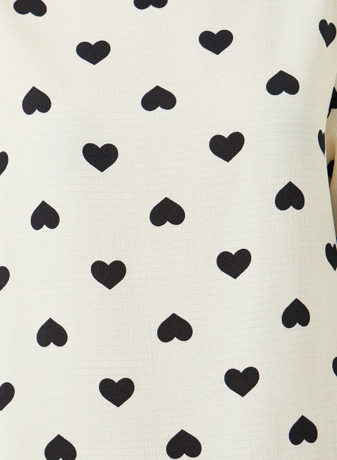 Take Two Women Love Heart Printed Short Sleeve Midi Nightdress